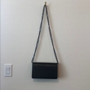 Faux crocodile black purse